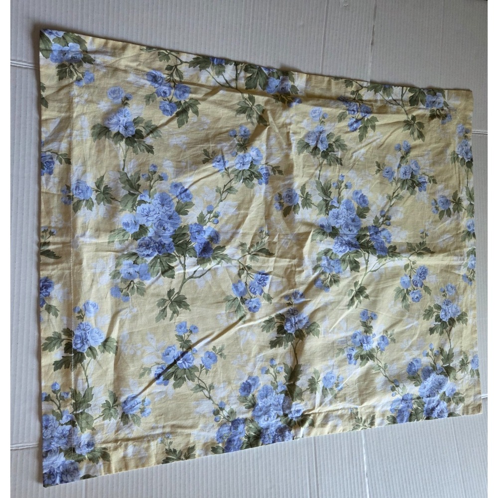 Laura Ashley Standard Envelope Pillow Sham Yellow Blue Country Floral Cottage